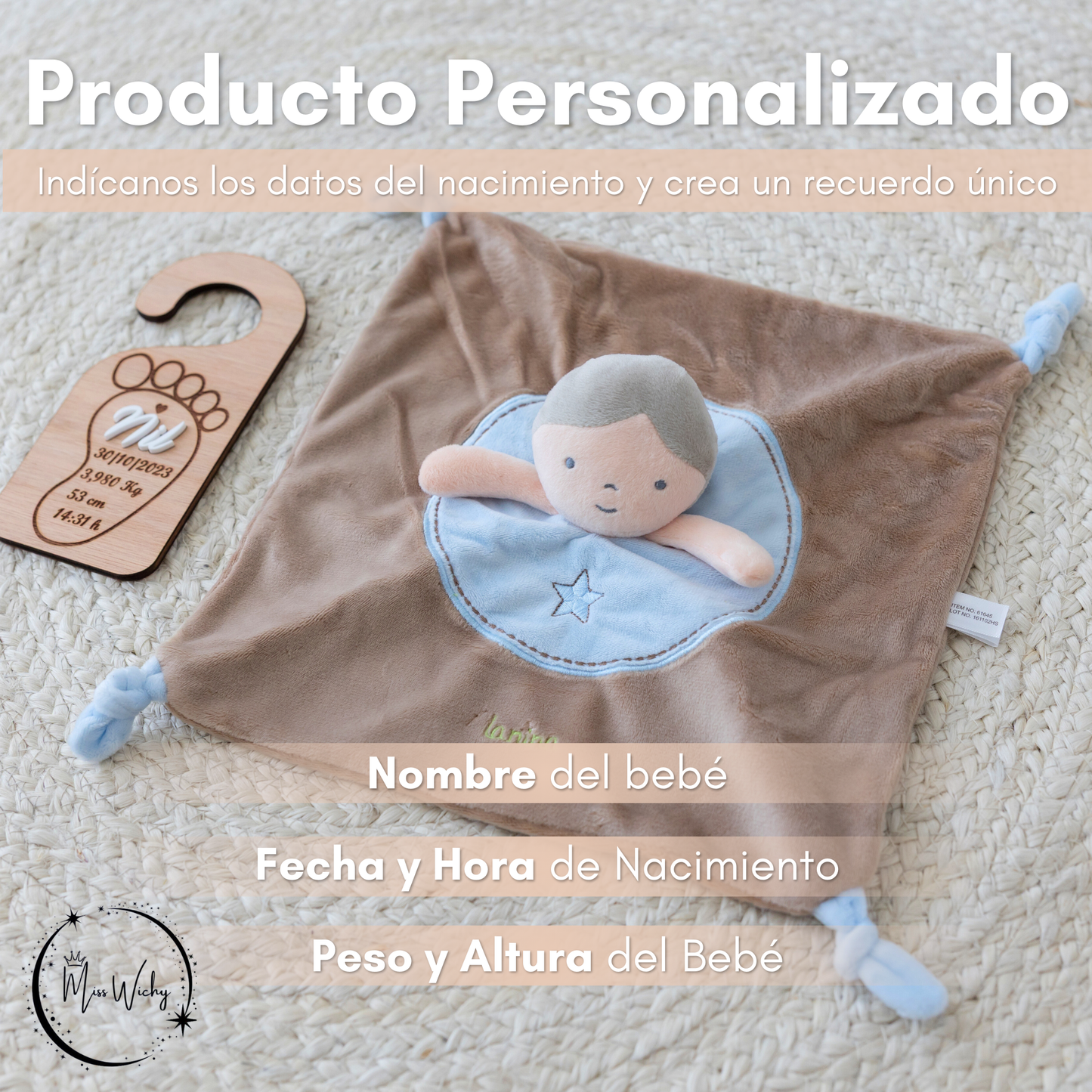 Set Personalizado con Dou Dou Suave y Colgador de Puerta con Nombre