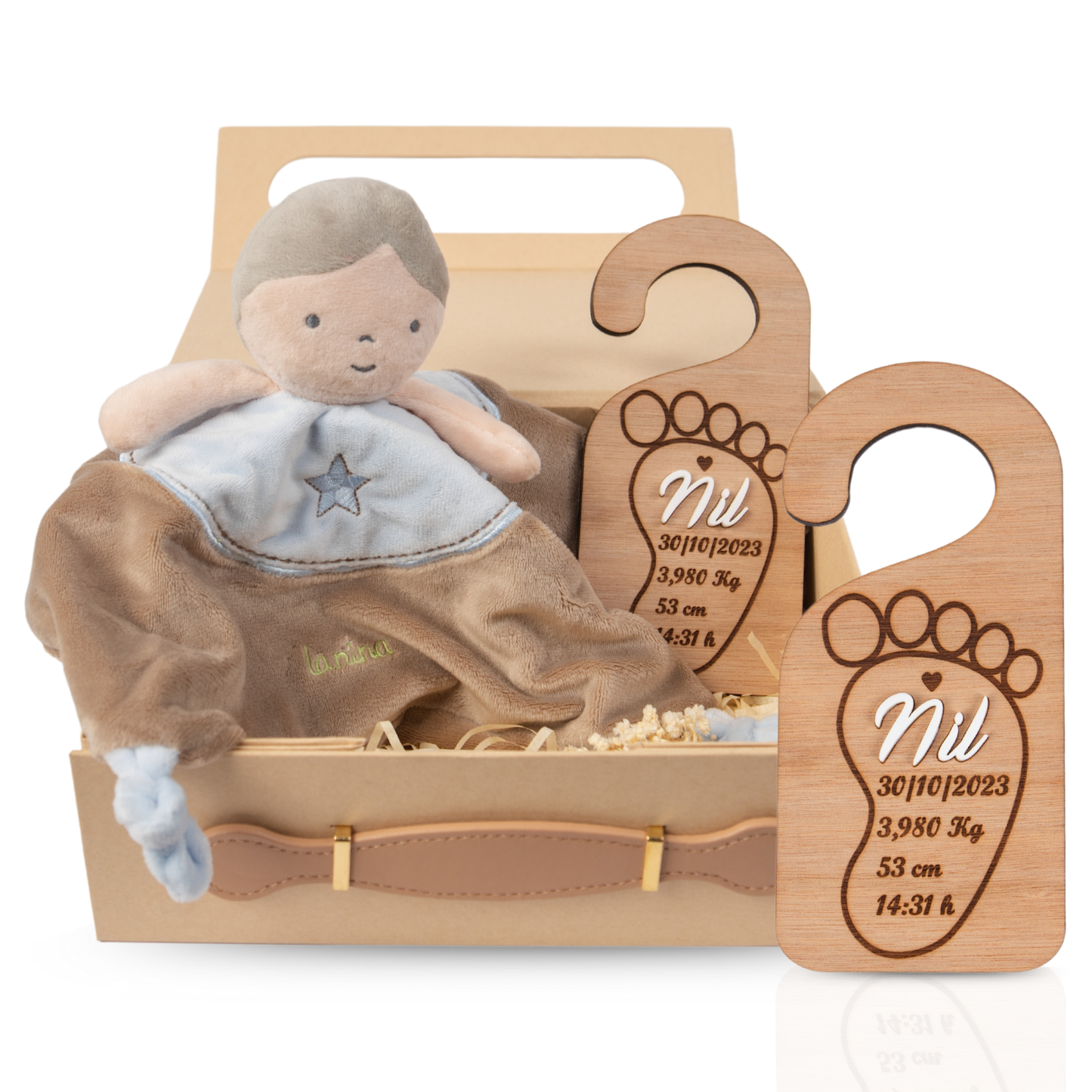 Set Personalizado con Dou Dou Suave y Colgador de Puerta con Nombre