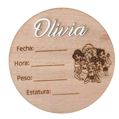 Placa de nacimiento personalizada