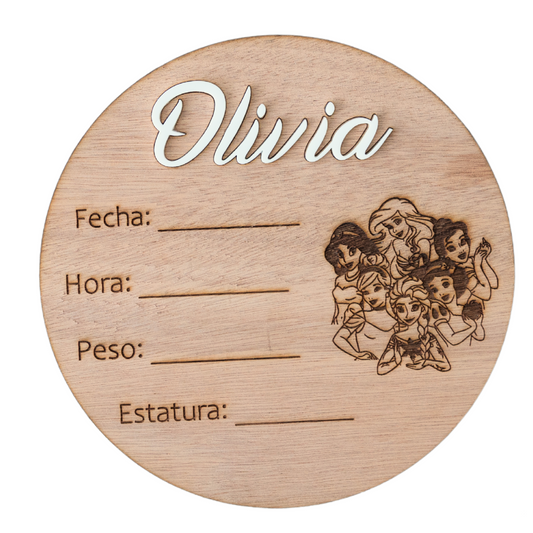 Placa de nacimiento personalizada
