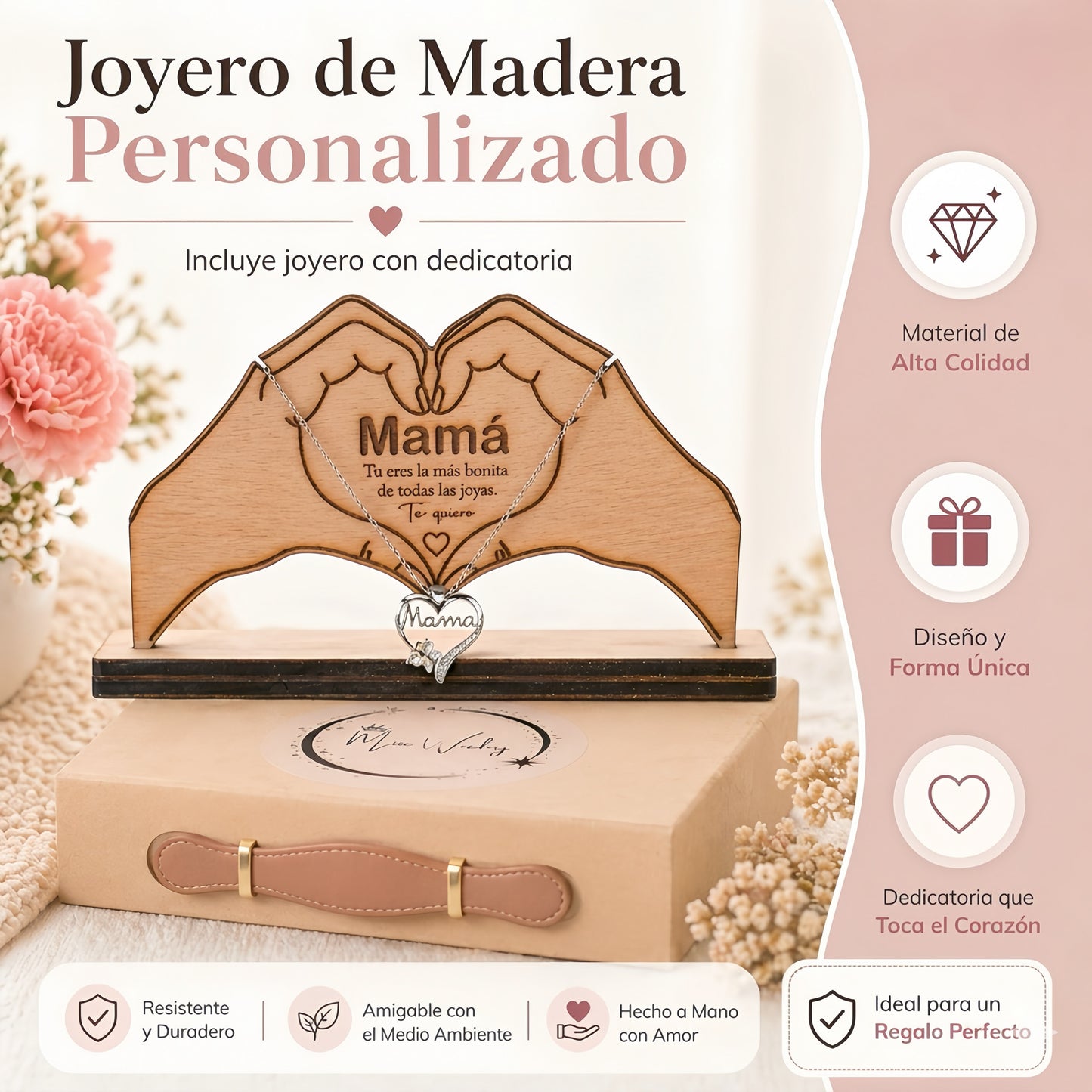 Collar Mujer Mamá con Colgante de Acero Inoxidable